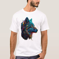 Graphique coloré animal du loup arc-en-ciel