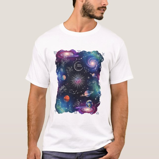 T-shirt Graphique cosmique et astrologique céleste et zodi (Devant)