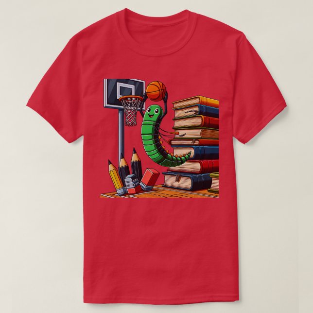 T-shirt Graphique de basketball de ver de livre drôle pour (Design devant)