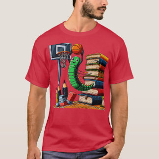 T-shirt Graphique de basketball de ver de livre drôle pour