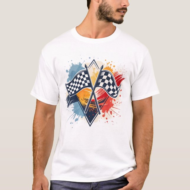 T-shirt Graphique de drapeau de course Abstrait pour T-Shi (Devant)