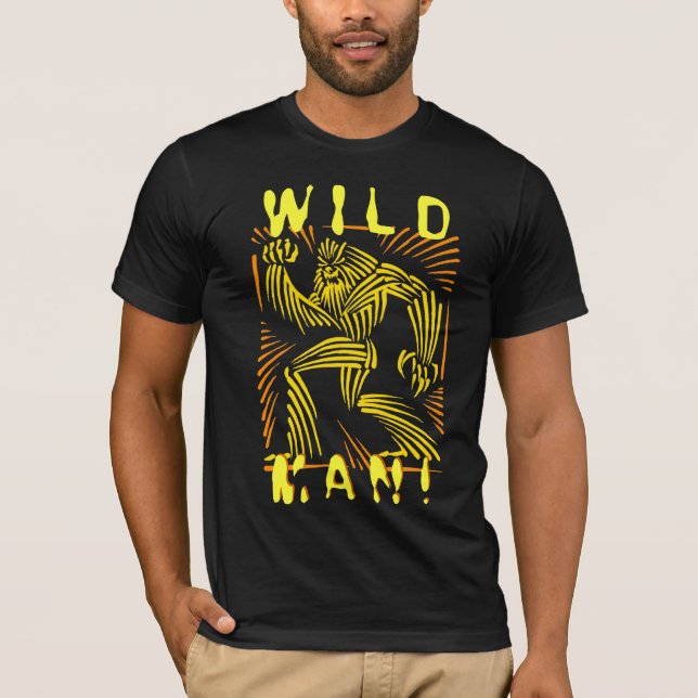 T-shirt Graphique de gravure sur bois en WolfMan d'homme (Devant)