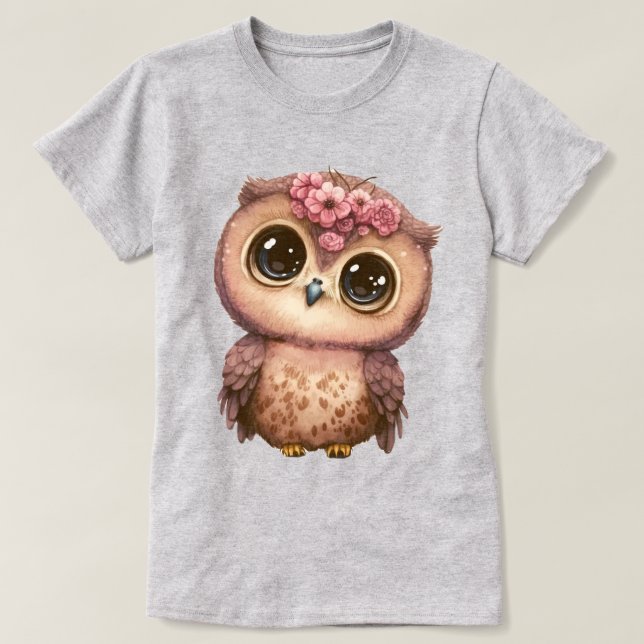 T-shirt Graphique de la chouette à gros yeux (Design devant)