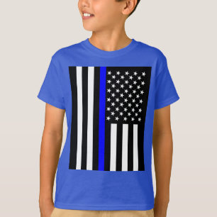 T-shirt Graphique de la ligne bleue mince américaine