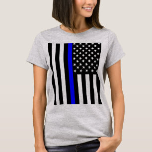 T-shirt Graphique de la ligne bleue mince américaine