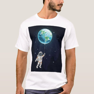 T-shirt graphique de l'astronaute Earth Balloon