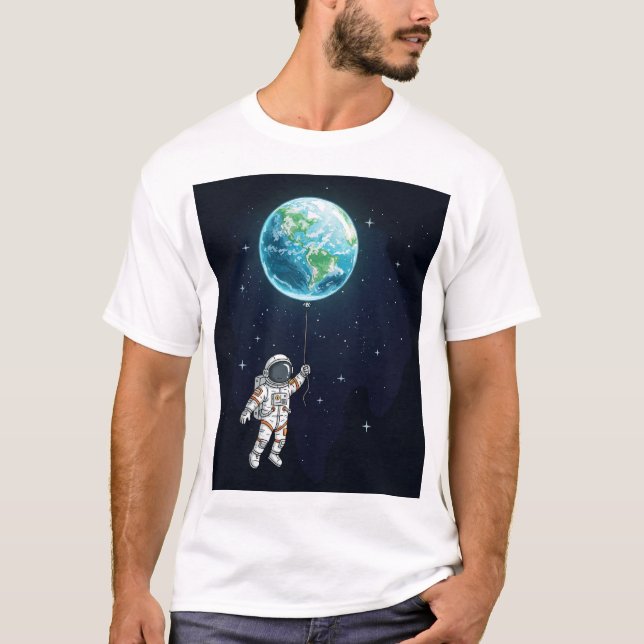 T-shirt graphique de l'astronaute Earth Balloon (Devant)