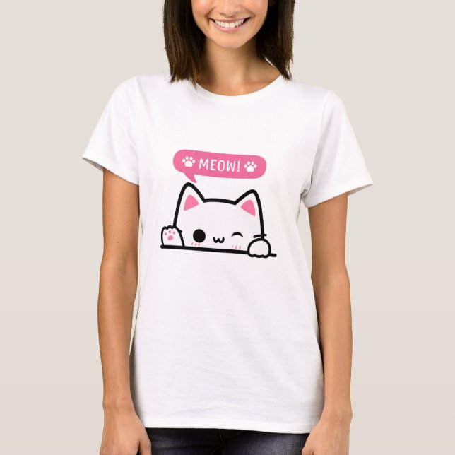 T-shirt Graphique de Meow Chat à Câble mignon (Devant)