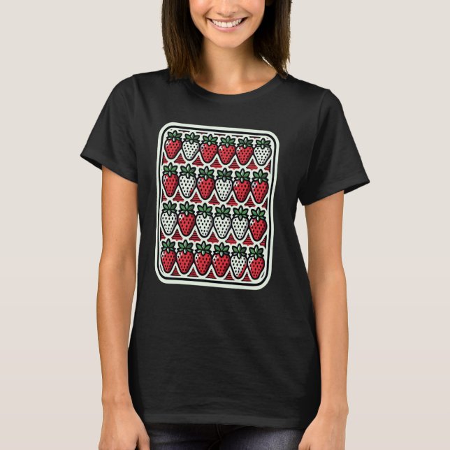T-shirt Graphique de Motif de fraises coloré rétro Pop Art (Devant)