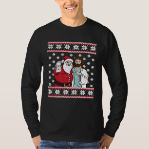 T-shirt Graphique de Noël Père Noël Jesus Jingle Bros Vin