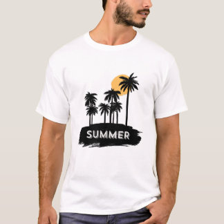 T-shirt Graphique de plage avec silhouette de palmiers d'é
