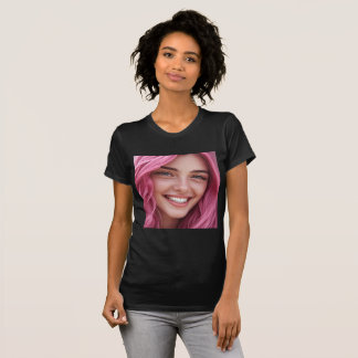 T-shirt Graphique de portrait avec sourire et taches de ro
