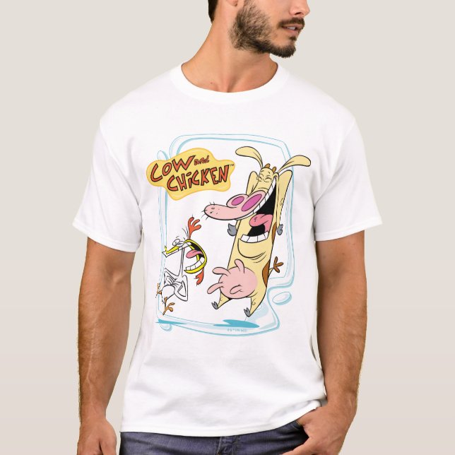 T-shirt Graphique de rire de vache et de poulet (Devant)