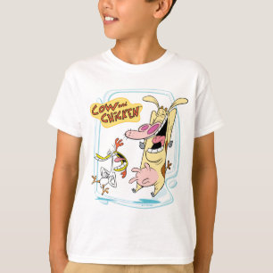 T-shirt Graphique de rire de vache et de poulet