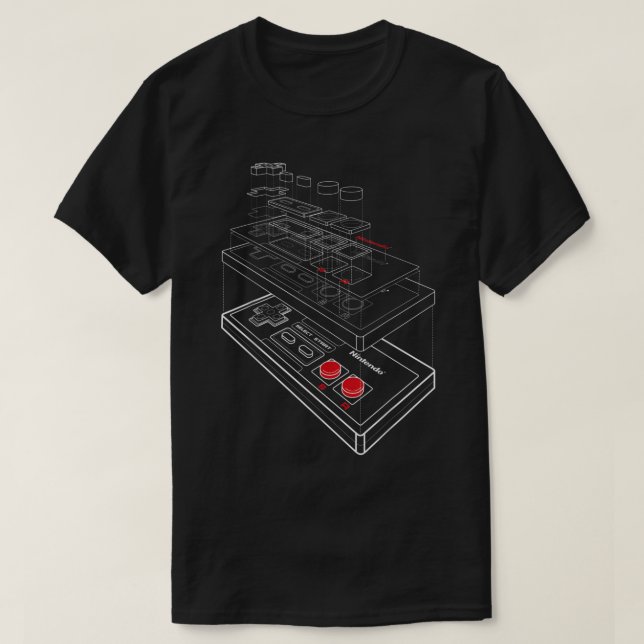 T-shirt Graphique de schéma éclaté du contrôleur Nintendo  (Design devant)