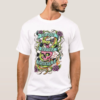 T-shirt graphique de style flash Death Before Dish