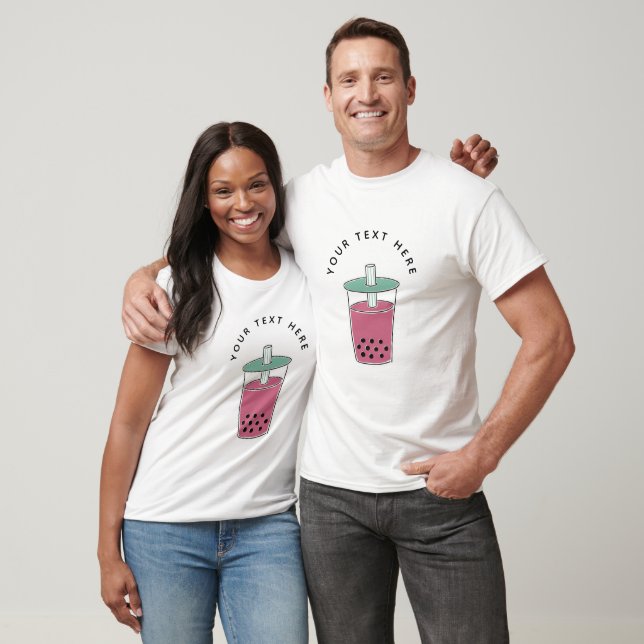 T-shirt Graphique de thé Boba de texte personnalisé (Unisexe)
