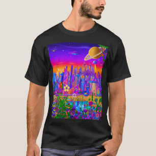 T-shirt Graphique de ville de rêve futuriste