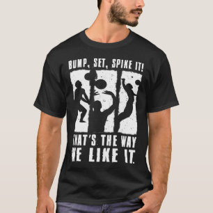 T-shirt Graphique de Volleyball Frappe Réglage Attaque C'e