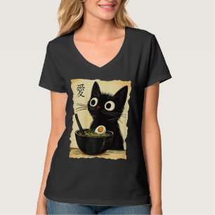 T-shirt graphique drôle de chat ramen japonais kaw