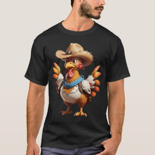 T-shirt graphique drôle de cowboy poulet cowboy