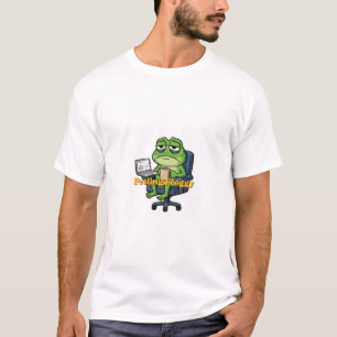 T-shirt graphique drôle de grenouille avec ordinat