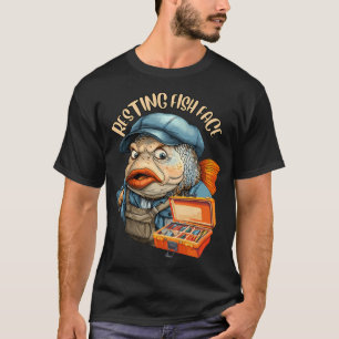 T-shirt Graphique drôle du visage de poisson au repos Drôl