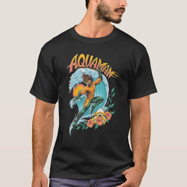 T-shirt Graphique du Surf de levage Aquaman et Trident (Devant)
