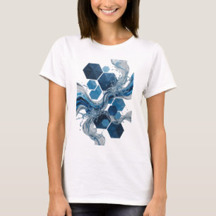 T-shirt graphique Edgy Blue WATER AND HEXAGONS