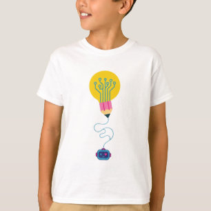 T-shirt graphique élève avec robot intelligent et
