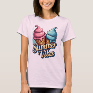 T-shirt graphique en crème glacée Vibes d'été