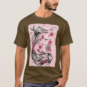 T-shirt Graphique en fleurs de cerises de Koi Fish Sakura