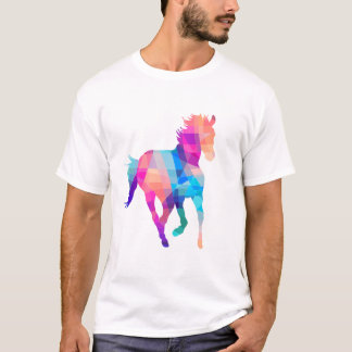 T-shirt Graphique équestre coloré géométrique pour les fem