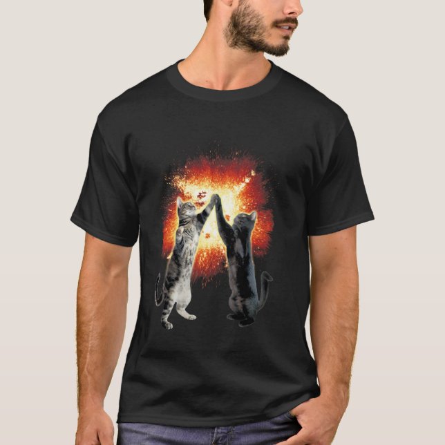 T-Shirt Graphique Explosion de Chats High-Five Mèm (Devant)