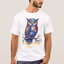 T-Shirt Graphique Fantastique Chouette Cosmique Cé