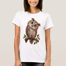 T-shirt graphique femme avec chouette mignonne sur