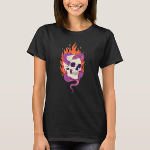 T-Shirt Graphique Femme Crâne Flamboyant & Serpent