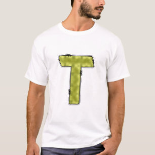 T-shirt Graphique initiale lettre T jaune stylisée blanc