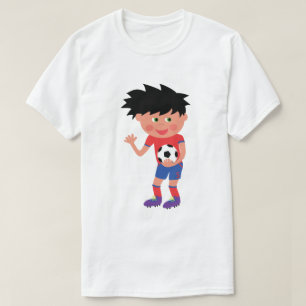T-Shirt Graphique Joueur de Football de Dessin Ani