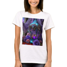 T-shirt graphique Lanterne Mystique et Roses Viole