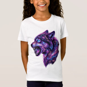 T-Shirt Graphique Loup Hurleur Galaxie Cosmique Cé