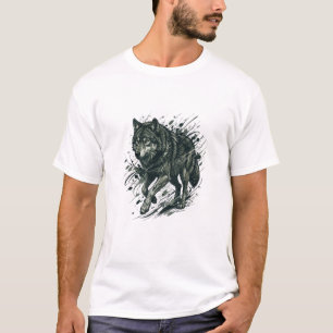 T-Shirt Graphique Loup – Streetwear Masculin de Lu