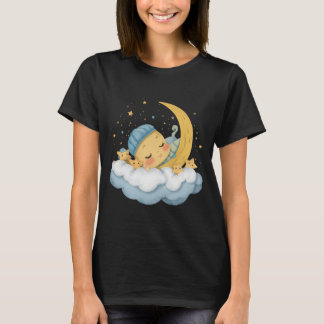 T-Shirt Graphique Lune et Étoiles Endormies