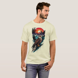 T-shirt Graphique majestueux du coucher de soleil sur Hawk