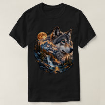 T-shirt graphique Majestueux Loup Pleine Lune Wild
