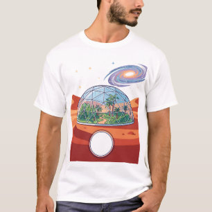 T-shirt Graphique Moderne Dôme Bio Spatial Colonie Martien