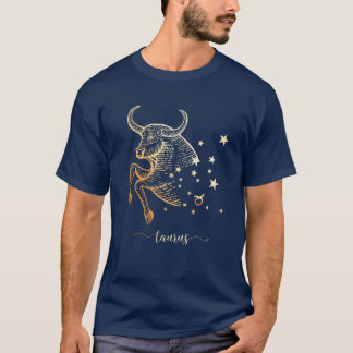 T-shirt graphique monochrome d'or de zodiaque de
