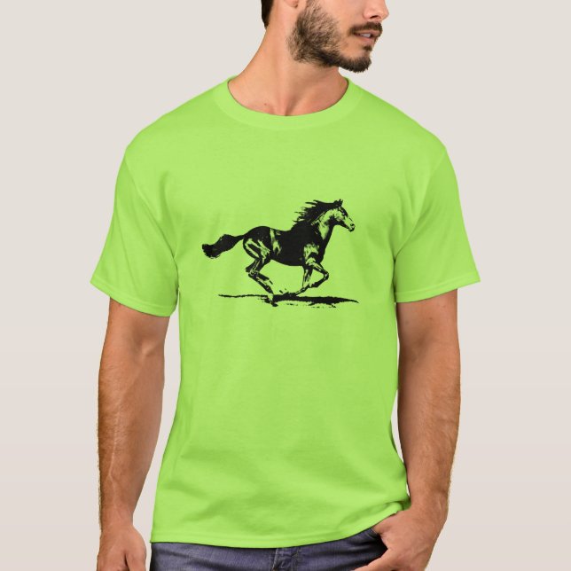 T-shirt Graphique noir de cheval d'étalon (Devant)