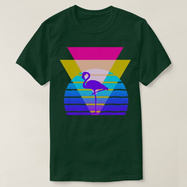 T-shirt Graphique nostalgique Flamant rose des années 80 (Design devant)