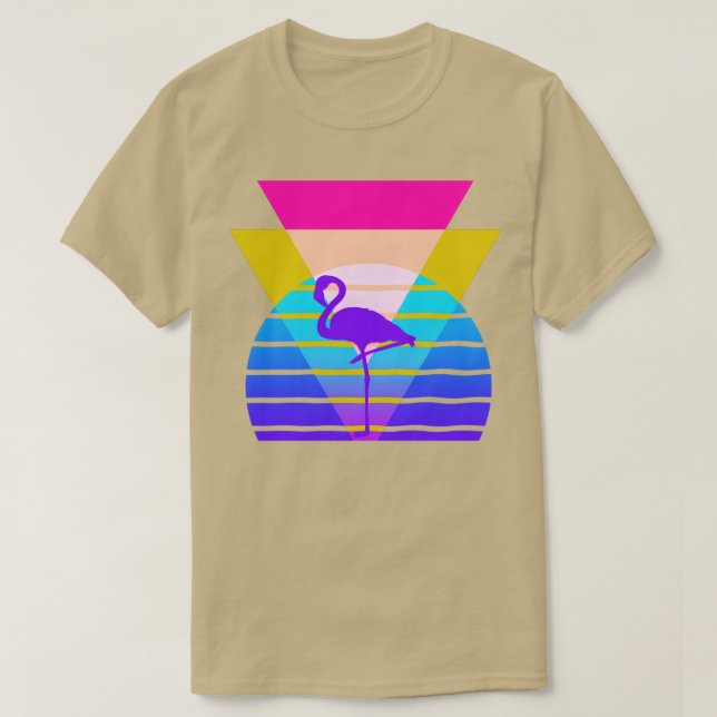T-shirt Graphique nostalgique Flamant rose des années 80 (Design devant)